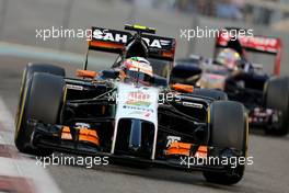 Sergio Perez (MEX), Sahara Force India  23.11.2014. Formula 1 World Championship, Rd 19, Abu Dhabi Grand Prix, Yas Marina Circuit, Abu Dhabi, Race Day.
