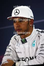 Lewis Hamilton (GBR) Mercedes AMG F1 in the FIA Press Conference. 22.11.2014. Formula 1 World Championship, Rd 19, Abu Dhabi Grand Prix, Yas Marina Circuit, Abu Dhabi, Qualifying Day.