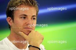 Nico Rosberg (GER) Mercedes AMG F1 in the FIA Press Conference. 20.11.2014. Formula 1 World Championship, Rd 19, Abu Dhabi Grand Prix, Yas Marina Circuit, Abu Dhabi, Preparation Day.