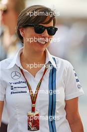 Claire Williams (GBR) Williams Deputy Team Principal. 20.11.2014. Formula 1 World Championship, Rd 19, Abu Dhabi Grand Prix, Yas Marina Circuit, Abu Dhabi, Preparation Day.