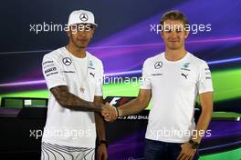 Lewis Hamilton (GBR), Mercedes AMG F1 Team and Nico Rosberg (GER), Mercedes AMG F1 Team  20.11.2014. Formula 1 World Championship, Rd 19, Abu Dhabi Grand Prix, Yas Marina Circuit, Abu Dhabi, Preparation Day.