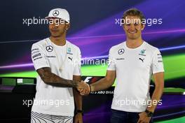 Nico Rosberg (GER), Mercedes AMG F1 Team and Lewis Hamilton (GBR), Mercedes AMG F1 Team  20.11.2014. Formula 1 World Championship, Rd 19, Abu Dhabi Grand Prix, Yas Marina Circuit, Abu Dhabi, Preparation Day.