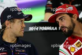 Sebastian Vettel (GER), Red Bull Racing and Fernando Alonso (ESP), Scuderia Ferrari  20.11.2014. Formula 1 World Championship, Rd 19, Abu Dhabi Grand Prix, Yas Marina Circuit, Abu Dhabi, Preparation Day.