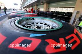 Pirelli tires  20.11.2014. Formula 1 World Championship, Rd 19, Abu Dhabi Grand Prix, Yas Marina Circuit, Abu Dhabi, Preparation Day.