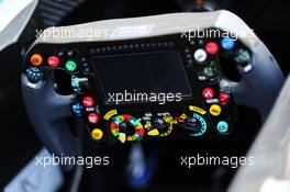 Mercedes AMG F1 W05 steering wheel. 20.11.2014. Formula 1 World Championship, Rd 19, Abu Dhabi Grand Prix, Yas Marina Circuit, Abu Dhabi, Preparation Day.