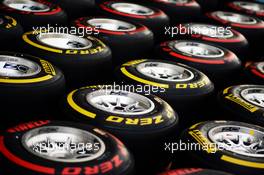 Pirelli tyres. 20.11.2014. Formula 1 World Championship, Rd 19, Abu Dhabi Grand Prix, Yas Marina Circuit, Abu Dhabi, Preparation Day.