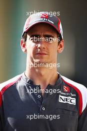 Esteban Gutierrez (MEX) Sauber. 20.11.2014. Formula 1 World Championship, Rd 19, Abu Dhabi Grand Prix, Yas Marina Circuit, Abu Dhabi, Preparation Day.