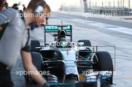 Nico Rosberg (GER) Mercedes AMG F1 W05 running sensor equipment. 25.11.2014. Formula 1 Testing, Day One, Yas Marina Circuit, Abu Dhabi, Tuesday.