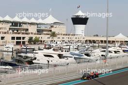 Carlos Sainz Jnr (ESP) Red Bull Racing RB10 Test Driver. 25.11.2014. Formula 1 Testing, Day One, Yas Marina Circuit, Abu Dhabi, Tuesday.