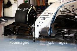 Valtteri Bottas (FIN) Williams FW36 running sensor equipment on the front wing. 25.11.2014. Formula 1 Testing, Day One, Yas Marina Circuit, Abu Dhabi, Tuesday.