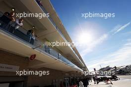 The pits. 31.10.2014. Formula 1 World Championship, Rd 17, United States Grand Prix, Austin, Texas, USA, Practice Day.