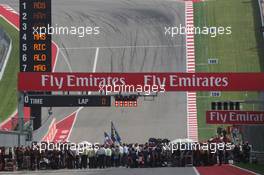 The grid before the start of the race. 02.11.2014. Formula 1 World Championship, Rd 17, United States Grand Prix, Austin, Texas, USA, Race Day.