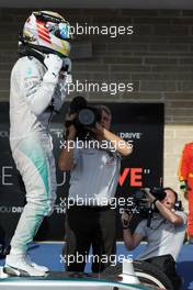 Race winner Lewis Hamilton (GBR) Mercedes AMG F1 W05 celebrates in parc ferme. 02.11.2014. Formula 1 World Championship, Rd 17, United States Grand Prix, Austin, Texas, USA, Race Day.