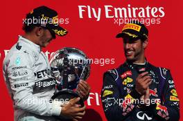 Race winner Lewis Hamilton (GBR) Mercedes AMG F1 celebrates on the podium. 02.11.2014. Formula 1 World Championship, Rd 17, United States Grand Prix, Austin, Texas, USA, Race Day.