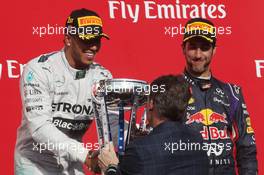 Race winner Lewis Hamilton (GBR) Mercedes AMG F1 celebrates on the podium. 02.11.2014. Formula 1 World Championship, Rd 17, United States Grand Prix, Austin, Texas, USA, Race Day.