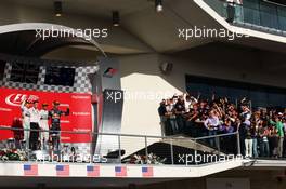 The podium (L to R): Nico Rosberg (GER) Mercedes AMG F1, second; Lewis Hamilton (GBR) Mercedes AMG F1, race winner; Daniel Ricciardo (AUS) Red Bull Racing, third. 02.11.2014. Formula 1 World Championship, Rd 17, United States Grand Prix, Austin, Texas, USA, Race Day.