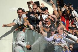 Race winner Lewis Hamilton (GBR) Mercedes AMG F1 celebrates on the podium. 02.11.2014. Formula 1 World Championship, Rd 17, United States Grand Prix, Austin, Texas, USA, Race Day.