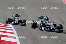 Nico Rosberg (GER), Mercedes AMG F1 Team and Lewis Hamilton (GBR), Mercedes AMG F1 Team  02.11.2014. Formula 1 World Championship, Rd 17, United States Grand Prix, Austin, Texas, USA, Race Day.