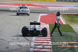 Adrian Sutil (GER) Sauber C33 crashed out at the start of the race. 02.11.2014. Formula 1 World Championship, Rd 17, United States Grand Prix, Austin, Texas, USA, Race Day.