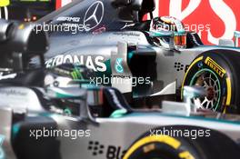 Nico Rosberg (GER) Mercedes AMG F1 W05 and Lewis Hamilton (GBR) Mercedes AMG F1 W05 on the grid at the start of the race. 02.11.2014. Formula 1 World Championship, Rd 17, United States Grand Prix, Austin, Texas, USA, Race Day.