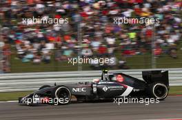 Esteban Gutierrez (MEX) Sauber C33. 02.11.2014. Formula 1 World Championship, Rd 17, United States Grand Prix, Austin, Texas, USA, Race Day.