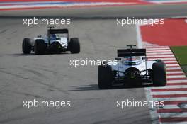 Felipe Massa (BRA) Williams FW36 leas team mate Valtteri Bottas (FIN) Williams FW36. 02.11.2014. Formula 1 World Championship, Rd 17, United States Grand Prix, Austin, Texas, USA, Race Day.