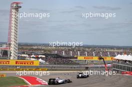 Felipe Massa (BRA) Williams FW36 leads team mate Valtteri Bottas (FIN) Williams FW36. 02.11.2014. Formula 1 World Championship, Rd 17, United States Grand Prix, Austin, Texas, USA, Race Day.