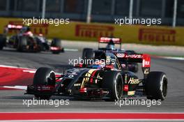 Romain Grosjean (FRA) Lotus F1 E22. 02.11.2014. Formula 1 World Championship, Rd 17, United States Grand Prix, Austin, Texas, USA, Race Day.