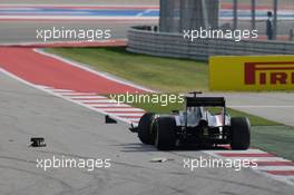 Adrian Sutil (GER) Sauber C33 crashed out at the start of the race. 02.11.2014. Formula 1 World Championship, Rd 17, United States Grand Prix, Austin, Texas, USA, Race Day.