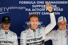 Lewis Hamilton (GBR), Mercedes AMG F1 Team, Nico Rosberg (GER), Mercedes AMG F1 Team and Valtteri Bottas (FIN), Williams F1 Team  01.11.2014. Formula 1 World Championship, Rd 17, United States Grand Prix, Austin, Texas, USA, Qualifying Day.