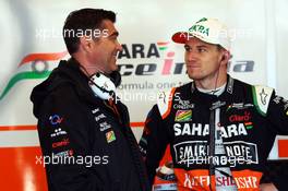 (L to R): Bradley Joyce (GBR) Sahara Force India F1 Race Engineer with Nico Hulkenberg (GER) Sahara Force India F1. 01.11.2014. Formula 1 World Championship, Rd 17, United States Grand Prix, Austin, Texas, USA, Qualifying Day.