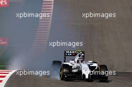 Valtteri Bottas (FIN) Williams FW36 locks up under braking. 01.11.2014. Formula 1 World Championship, Rd 17, United States Grand Prix, Austin, Texas, USA, Qualifying Day.