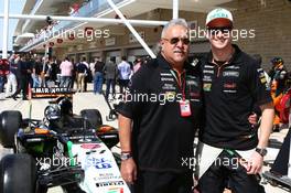 (L to R): Dr. Vijay Mallya (IND) Sahara Force India F1 Team Owner with Nico Hulkenberg (GER) Sahara Force India F1. 02.11.2014. Formula 1 World Championship, Rd 17, United States Grand Prix, Austin, Texas, USA, Race Day.