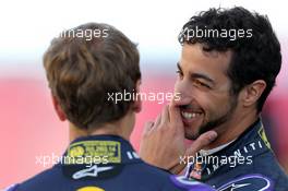 Daniel Ricciardo (AUS), Red Bull Racing and Sebastian Vettel (GER), Red Bull Racing  02.11.2014. Formula 1 World Championship, Rd 17, United States Grand Prix, Austin, Texas, USA, Race Day.