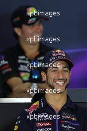 Daniel Ricciardo (AUS), Red Bull Racing and Sergio Perez (MEX), Sahara Force India at the FIA Press Conference 30.10.2014. Formula 1 World Championship, Rd 17, United States Grand Prix, Austin, Texas, USA, Preparation Day.