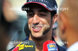 Daniel Ricciardo (AUS) Red Bull Racing with the media. 30.10.2014. Formula 1 World Championship, Rd 17, United States Grand Prix, Austin, Texas, USA, Preparation Day.