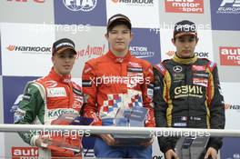 rookie podium, Antonio Fuoco (ITA) Prema Powerteam Dallara F312 Mercedes, Jake Dennis (GBR) CARLIN Dallara F312 Volkswagen, Esteban Ocon (FRA) Prema Powerteam Dallara F312 Mercedes 03.05.2014. FIA F3 European Championship 2014, Round 2, Race 1, Hockenheim, Germany