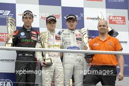 Race/Rennen 1, Podium, Edward Jones (UAE) CARLIN Dallara F312 Volkswagen, Lucas Auer (AUT) KFZTEILE24 MÜCKE MOTORSPORT Dallara F312 Mercedes, Jordan King (GBR) CARLIN Dallara F312 Volkswagen 03.05.2014. FIA F3 European Championship 2014, Round 2, Race 1, Hockenheim, Germany