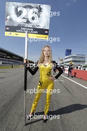 Gridgirl of Dennis van de Laar (NED) Prema Powerteam Dallara F312 Mercedes 04.05.2014. FIA F3 European Championship 2014, Round 2, Race 3, Hockenheim, Germany