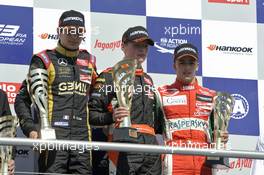 Podium race 3, Esteban Ocon (FRA) Prema Powerteam Dallara F312 Mercedes, Max Verstappen (NED) VAN AMERSFOORT RACING Dallara F312 Volkswagen, Antonio Fuoco (ITA) Prema Powerteam Dallara F312 Mercedes 04.05.2014. FIA F3 European Championship 2014, Round 2, Race 3, Hockenheim, Germany