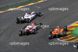 Alexander Toril (ESP) THREEBOND with T-SPORT Dallara F312 NBE, Nicholas Latifi (CAN) Prema Powerteam Dallara F312 Mercedes, Roy Nissany (ISR) KFZTEILE24 MÜCKE MOTORSPORT Dallara F312 Mercedes 22.06.2014. FIA F3 European Championship 2014, Round 5, Race 2, Spa-Francorchamps