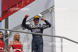 Race 1, The podium: winner Mitch Evans (NZL), RT Russian Time, 2nd Stoffel Vandoorne (BEL), ART Grand Prix, 3rd Jolyon Palmer (GBR), DAMS 19.07.2014. GP2 Series, Rd 6, Hockenheim, Germany, Saturday.