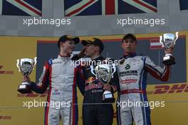 Race 1, 1st position Alex Lynn (GBR) Carlin, 2nd position Emil Bernstorff (GBR) Carlin and 3rd position Jimmy Eriksson (SWE) Koiranen GP 21.06.2014. GP3 Series, Rd 2, Spielberg, Austria, Saturday.