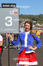 Grid girl. 10.10.2014. GP3 Series, Rd 8, Sochi Autodrom, Sochi, Russia, Saturday.