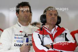 Mark Webber (AUS) and Friedrich Enzinger (GER) Head of LMP1 Porsche Team 19.04.2014, FIA World Endurance Championship, Round 1, Silverstone, England, Saturday.