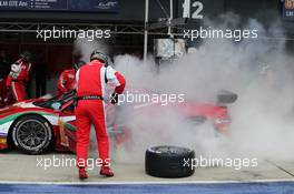 #61 Luis Perez Companc (ARG) / Marco Cioci (ITA) / Mirko Venturi (ITA) - AF Corse, Ferrari F458 Italia - fire extinguisher in the pits. 20.04.2014. FIA World Endurance Championship, Round 1, Silverstone, England, Sunday.