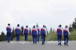 Toyota Racing drivers walk the circuit. 02.05.2014. FIA World Endurance Championship, Round 2, Spa-Francorchamps, Belgium, Friday.