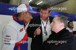 (L to R): Stephane Sarrazin (FRA) Toyota Racing with Gerard Neveu (FRA) Promoter of WEC, and Jean Todt (FRA) FIA President. 03.05.2014. FIA World Endurance Championship, Round 2, Spa-Francorchamps, Belgium, Saturday.