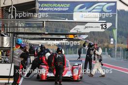 #13 Andrea Belicchi (ITA) / Dominik Kraihamer (AUT) / Fabio Leimer (SUI) - Rebellion Racing, Rebellion R1, Toyota makes a pit stop. 03.05.2014. FIA World Endurance Championship, Round 2, Spa-Francorchamps, Belgium, Saturday.