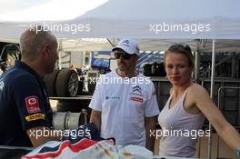   (L-R) Tom Coronel (NLD) Cevrolet RML Cruze TC1, Roal Motorsport, Yvan Muller (FRA) Citroen C-Elysee WTCC, Citroen Total WTCC and the girlfriend of Tom Coronel (NLD) Cevrolet RML Cruze TC1, Roal Motorsport  11.04.2014. World Touring Car Championship, Rounds 01 and 02, Marrakech, Morocco.